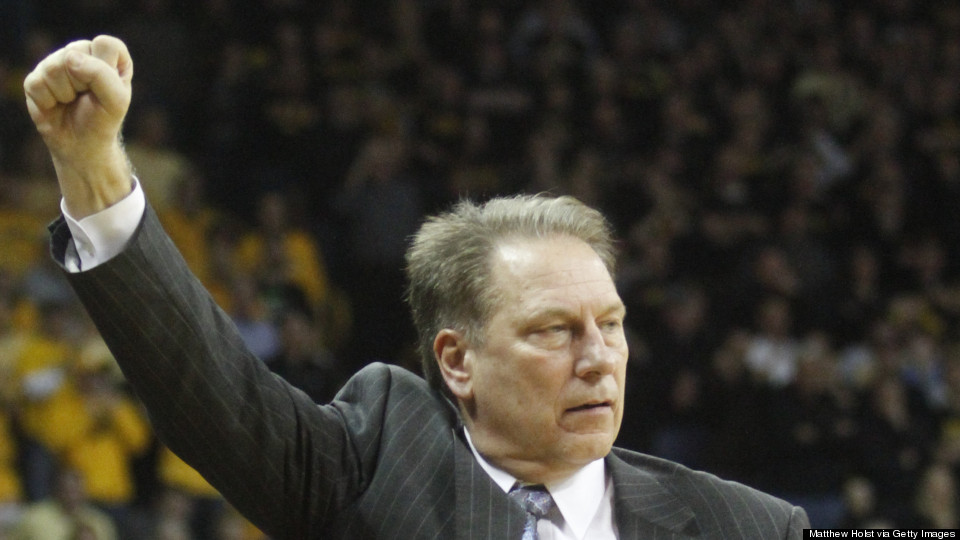 Tom Izzo has his team in a familiar spot: #1 in bracketology.. (Photo by Matthew Holst/Getty Images)