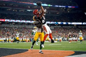 Andrei Iosivas and the Cincinnati Bengals vs the Green Bay Packers. Kareem Elgazzar/The Enquirer / USA TODAY NETWORK