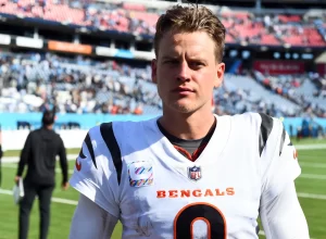 Oct 1, 2023; Nashville, Tennessee, USA; Cincinnati Bengals quarterback Joe Burrow (9) after a loss against the Tennessee Titans at Nissan Stadium.